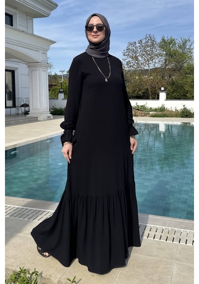 Rabia Şamlı Irmak Elbise Siyah Normal