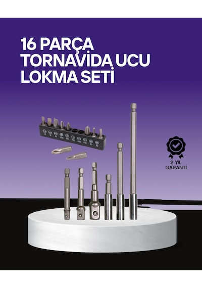 Çok Amaçlı 16lı Bits Uç Seti Dayanıklı Tornavida Adaptör - Lisinya