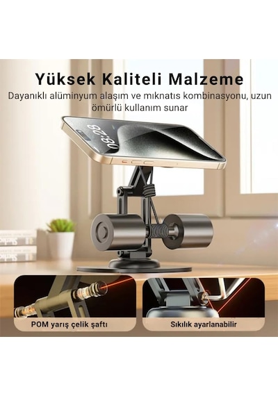 Ayrex Coofbe Magsafe Uyumlu Metal Ayarlanabilir 360 Döner Masaüstü Telefon Tutucu Telefon Standı Kaymaz Diğer