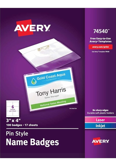Avery İğne Stili İsim Rozetleri, Yazdırma Veya Yazma, 7,62 Cm X 1