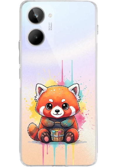Realme 10 4g İle Uyumlu Splash Tilki Tasarımlı Şeffaf Silikon Kılıf Şeffaf