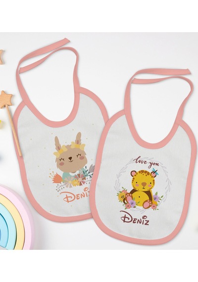BK Kids Kişiye Özel İsimli 2’li Pembe Mama Önlüğü-5 Pembe