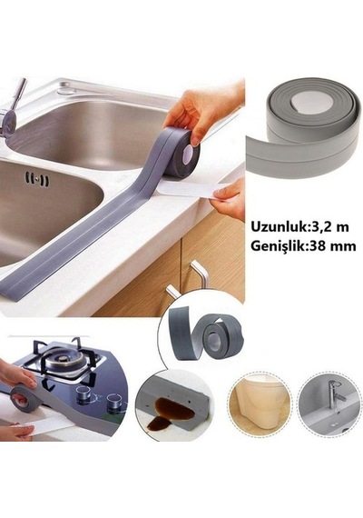 Kenar Bant 3.2M Gri Su Sızdırmaz Bant Lavabo Küvet Kenar Bandı