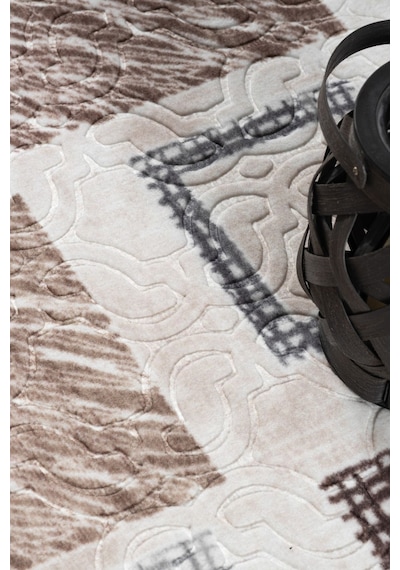 Raschel Carpet Mavi-kahve Emboss Çökme Kare Desenli Kalın Yumuşak Kaymaz Özel Taban Halı Yolluk
