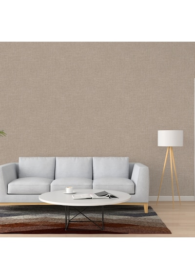 Adawall Muse Koleksiyonu- 25104-8 Koyu Bej Keten Efektli Modern Duvar Kağıdı 1.06x15.6m, 16.5m²