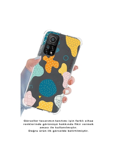 Xiaomi Poco X3 Pro Köşe Korumalı Antişok Kapak Geometrik Şekiller Tasarımlı Şeffaf Silikon Kılıf