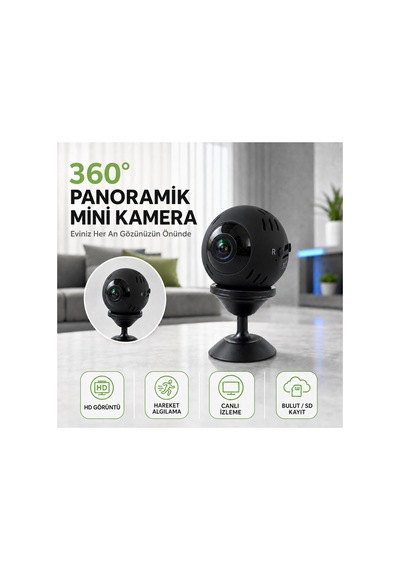 360 Panoramik Hd Mini Güvenlik Kamerası Hareket Algılama, Canlı İzleme Ve Sd Kart Desteği