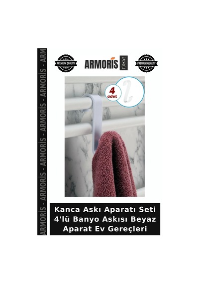 Kanca Askı Aparatı Seti 4'lü Banyo Askısı Beyaz Aparat Ev Gereçleri Çok Renkli