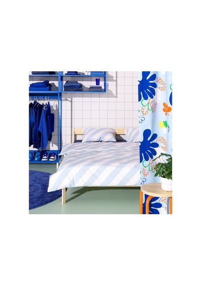 Ikea Slojsılja Çift Kişilik Nevresim Takımı 220 X 240 Cm Beyaz - Açık Lacivert Beyaz - Mavi