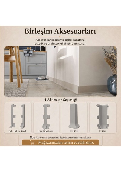 Linela Suya Dayanıklı Pvc Süpürgelik 8 Cm - Gri - Lnl414