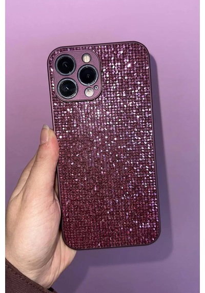 Caş Dekorasyon Mor Renk Taşlı 14 Pro Max Telefon Kılıfı Mor