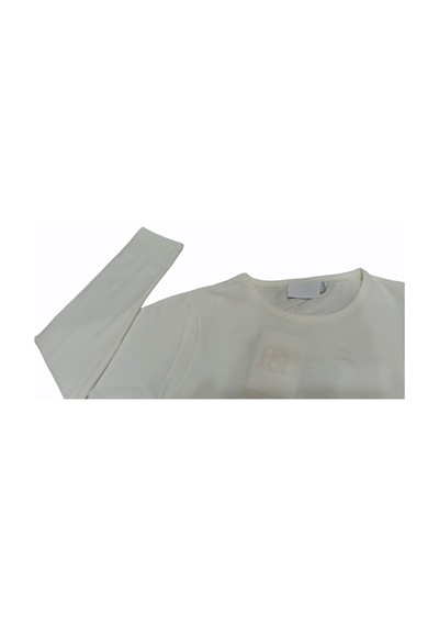 Özdemirli Bebe Basic Düz Bisiklet Yaka Uzun Kollu Likralı Badi Sweat T-shirt Krem