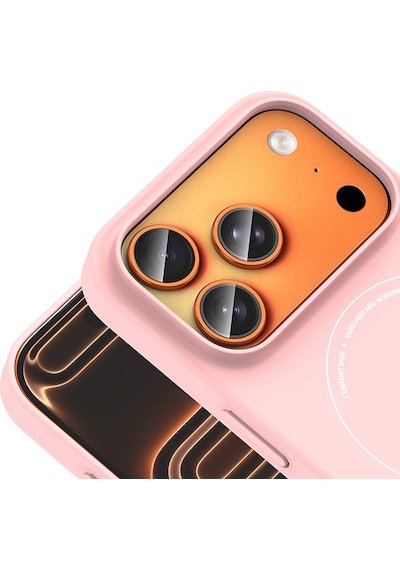 Maks Technology iPhone Uyumlu 17 Pro Kılıf M-safe Şarj Özellikli Kamera Korumalı Mkst Elio Sert Pc Kapak - Açık Pembe