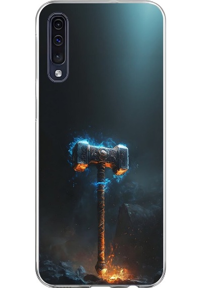 Samsung Galaxy A70 Uyumlu Şeffaf Kılıf Çekiç Tasarımlı