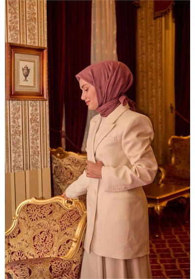 Silk Home Monogram Pamuk İpek Eşarp 130001-01 gül kurusu
