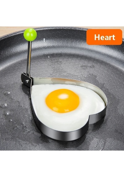 Metal Omlet Yumurta Ve Krep Pişirme Kalıpları - 3'lü Set Metal Pişirme Kalıplar- Kalp-daire-yıldız M Diğer