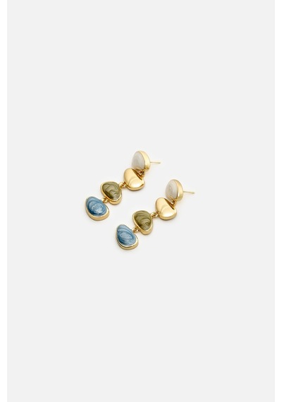 Çok Renkli Sallantılı Küpe Gold