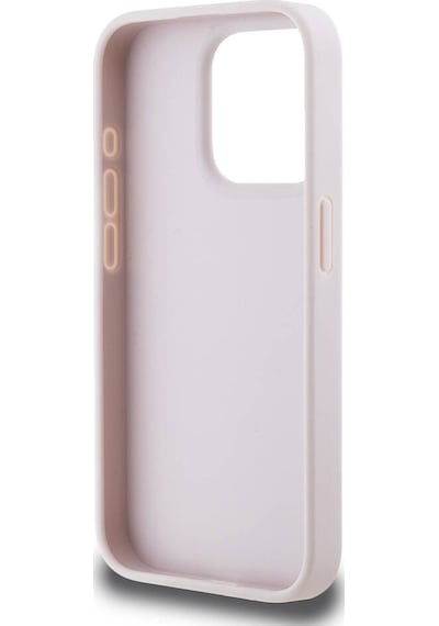 Apple Uyumlu iPhone 15 Pro Kılıf Guess Lisanslı Pu Deri Yazı Ve 4g Metal Logolu Desenli Kapak Pembe