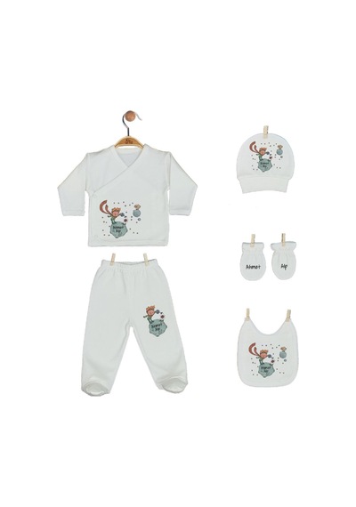 Pia Baby 2014 İsme Özel Küçük Prens Beşli Zıbın Set Krem