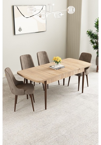 Clara Meşe Desen 80x132 Açılabilir Mdf Masa Yemek Odası Takımı,mutfak Takımı 4 Adet Sandalye Cappucino Clara Meşe Desen 80x132 Açılabilir Mdf Masa Yemek Odası Takımı,mutfak Takımı 4 Adet Sandalye Cappucino