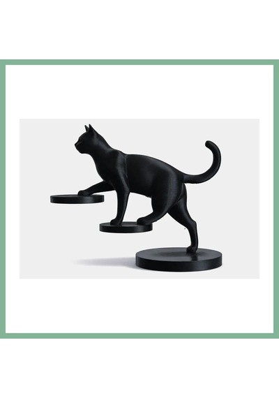 Bşkvirgo 3d Baskı Dengede Duran Kedi Heykeli Modern Dekoratif Kedi Figürü Masaüstü Obje Siyah Bsk2026 Standart