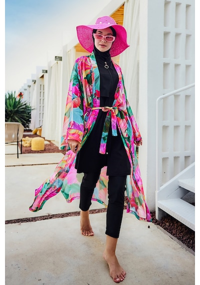 Remsa Mayo Remsa Tesettür Mayo Üzerine Tek Kaftan Kimono Pareo Pembe01 Rp033 Ayşe Pembe01