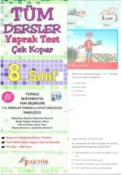 8.Sınıf Tüm Dersler Yaprak Test - Faktör Yayınları