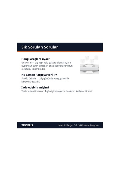Trobus Silikon Dış Kapı Kolu Koruyucu Bant 4 Parça Şeffaf