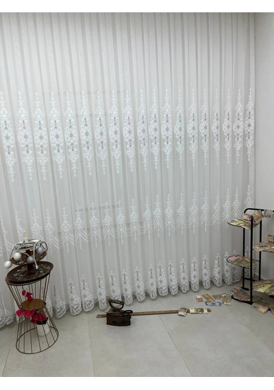 Nivemeshome Selen 2895 Gümüş 1/2,5 Pileli Tül Perde Apm Ekru