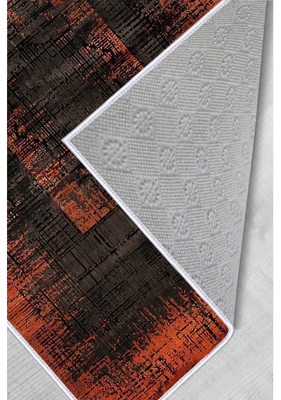 Rovigo Home Dijital Baskı Yıkanabilir Kaymaz Taban Salon Halısı Rvg0484 Turuncu