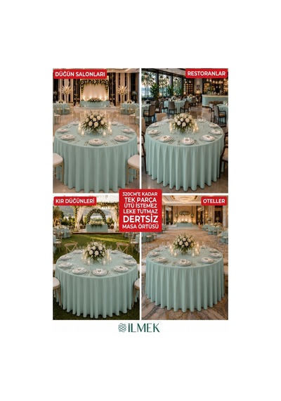 Dertsiz Yuvarlak Masa Örtüsü 280-300-320 Cm Geniş En Dikişsiz Düğün Davet Organizasyon Otel Restoran Mint Mint Dertsiz Yuvarlak Masa Örtüsü 280-300-320 Cm Geniş En Dikişsiz Düğün Davet Organizasyon Otel Restoran Mint Mint