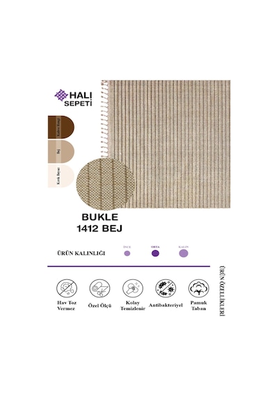 Enti Bukle 1412bej Iskandinav Halı Kesme Yolluk Salon Halı Koridor Oturma Odası Halısı Bej