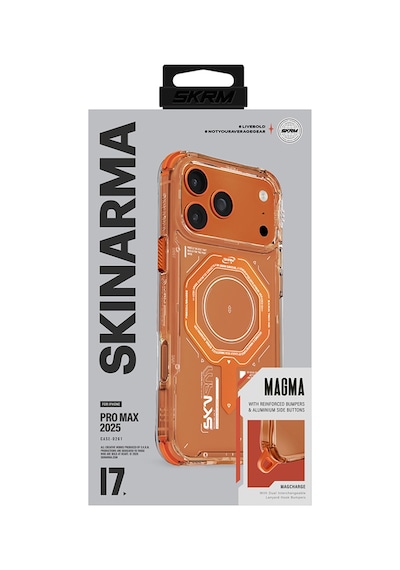 Apple Uyumlu iPhone 17 Pro Max Kılıf M-safe Şarj Özellikli Airbag Tasarımlı Magma Kapak Turuncu Turuncu