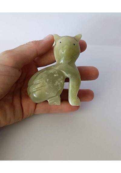 Kedi Oniks Taşı Biblo Mermer Onix Ev Ofis Dekor Masa Süsü