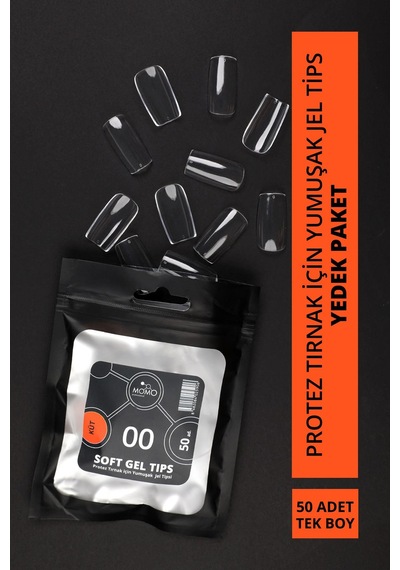 Momo Professional Soft Gel Tips Küt No:00 Tek Boy 50 Li Yedek Paket