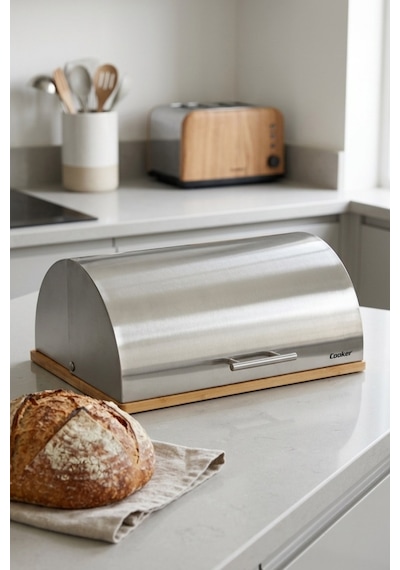 Cooker Silvora Metal Kapaklı Bambu Tabanlı Ekmek Kutusu Ckr4542 Çok Renkli