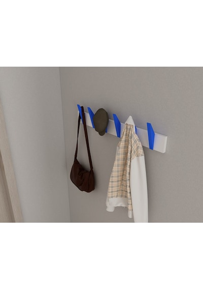 Hepsi3boyutlu Modern Duvar & Kapı Kanca Askılık - 6 Adet Mavi Kanca Askılık - Model No : 4 Mavi