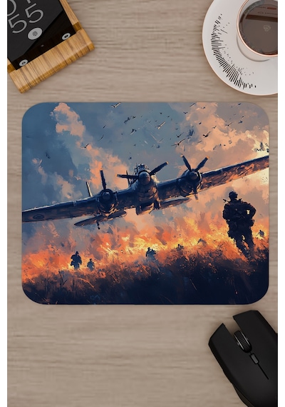 Airplane Uçak Kaymaz Dikişli Kauçuk Oyuncu Mousepad V5 - 22x18 Gaming Mouse Pad Fare Altlığı
