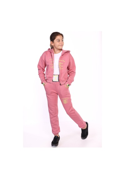 Toontoy Kids Toontoy Kız Çocuk Baskılı İçi Pamuklu Eşofman Takımı Füme