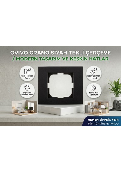 Ovivo Grano Siyah Tekli Çerçeve- 1 Li Çerçve