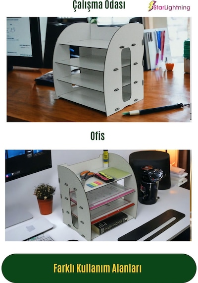 Masa Düzenleyici Organizer Evrak Rafı Masaüstü Organizer Model 6 - Beyaz