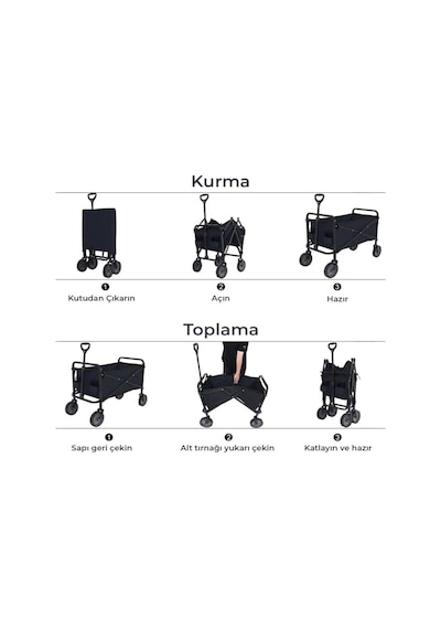 Alvo Store Büyük Kapasiteli Katlanır Kamp Arabası Taşınabilir Vagon Çok Renkli