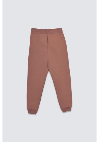 Bunny Hopp 2 Iplik Şardonlu Düz Renk Beli Bağcıklı Cepli Unisex Çocuk Eşofman Altı Taba