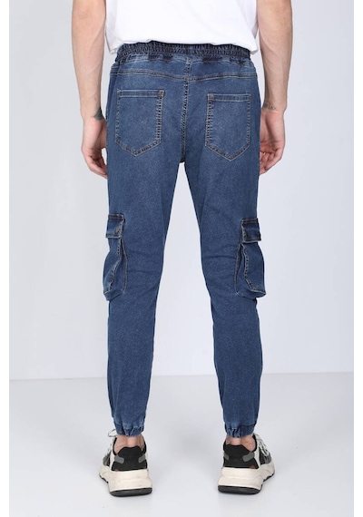 Erkek Koyu Mavi Kargo Cepli Jogger Pantolon