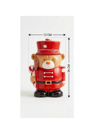Kırmızı Ayıcık Nutcracker Bear Seramik Kavanoz