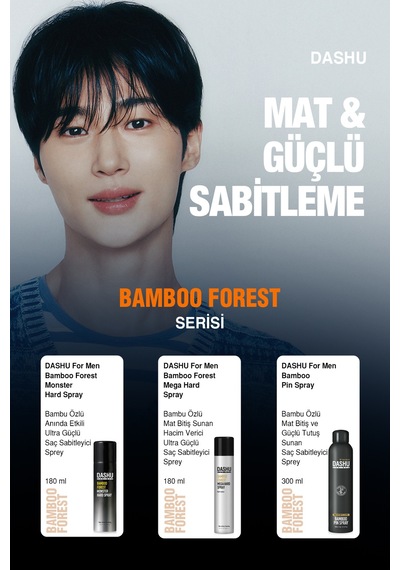 Bambu Özlü Mat Bitiş Ve Güçlü Tutuş Sunan Saç Sabitleyici Sprey Dashu For Men Bamboo Pin Spray 300ml