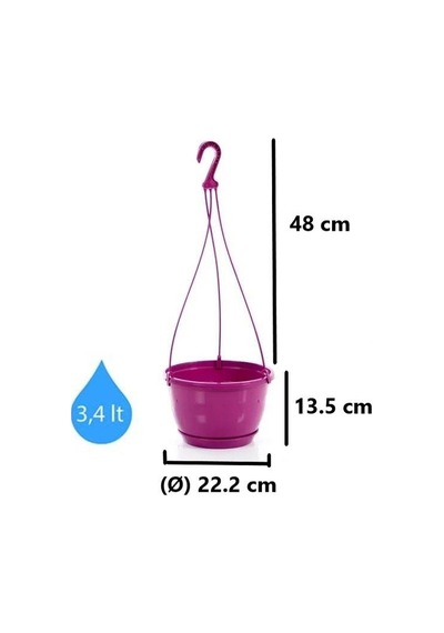 Omnipazar So-sm02 Safir Makrome Askılı Balkon Saksı 3.4 Lt Vişne 6 Adet