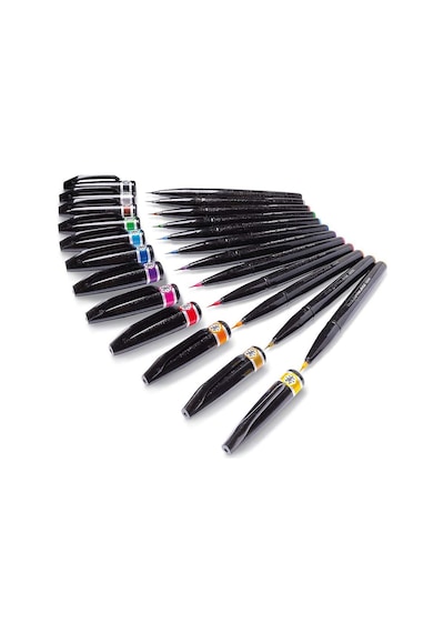 Pentel Sing Pen Brush İnce Uçlu Fırça Kalem Sarı Genel