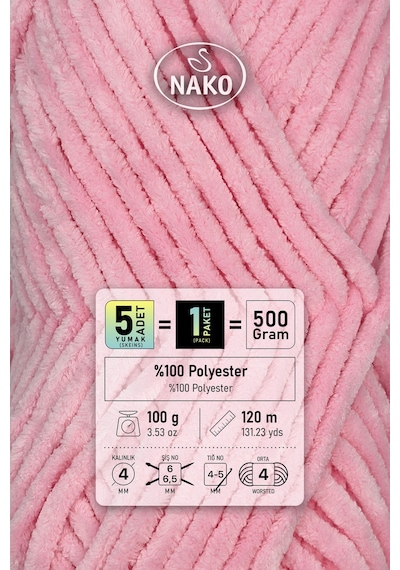 Panda - Pamuk Şeker 3121 - 5'li Paket - 100gr/120m - Kadife El Örgü İpi - Amigurumi Punch İpi