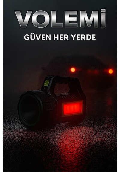 Volemi V-069 Uzun Menzilli Şarjlı Kamp Lambası El Feneri Deprem, Acil Durum, Bahçe Ve Kamp Kullanımı Siyah